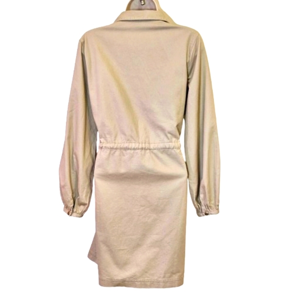 LOFT Beige Snap Front Closure Long Sleeve Shirt Dress,Medium Petite,NWT - Picture 2 of 16
